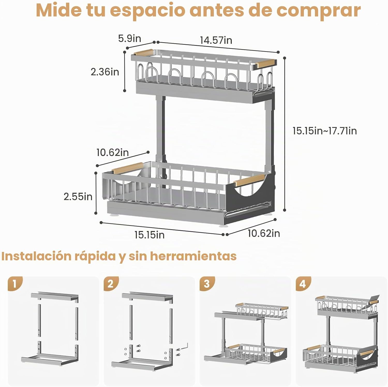 Aekenr Paquete de 2 organizadores y almacenamiento para debajo del...