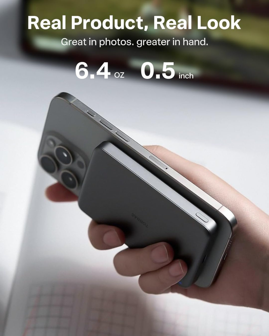 TORRAS MiniMag Power Bank, cargador portátil inalámbrico magnético...