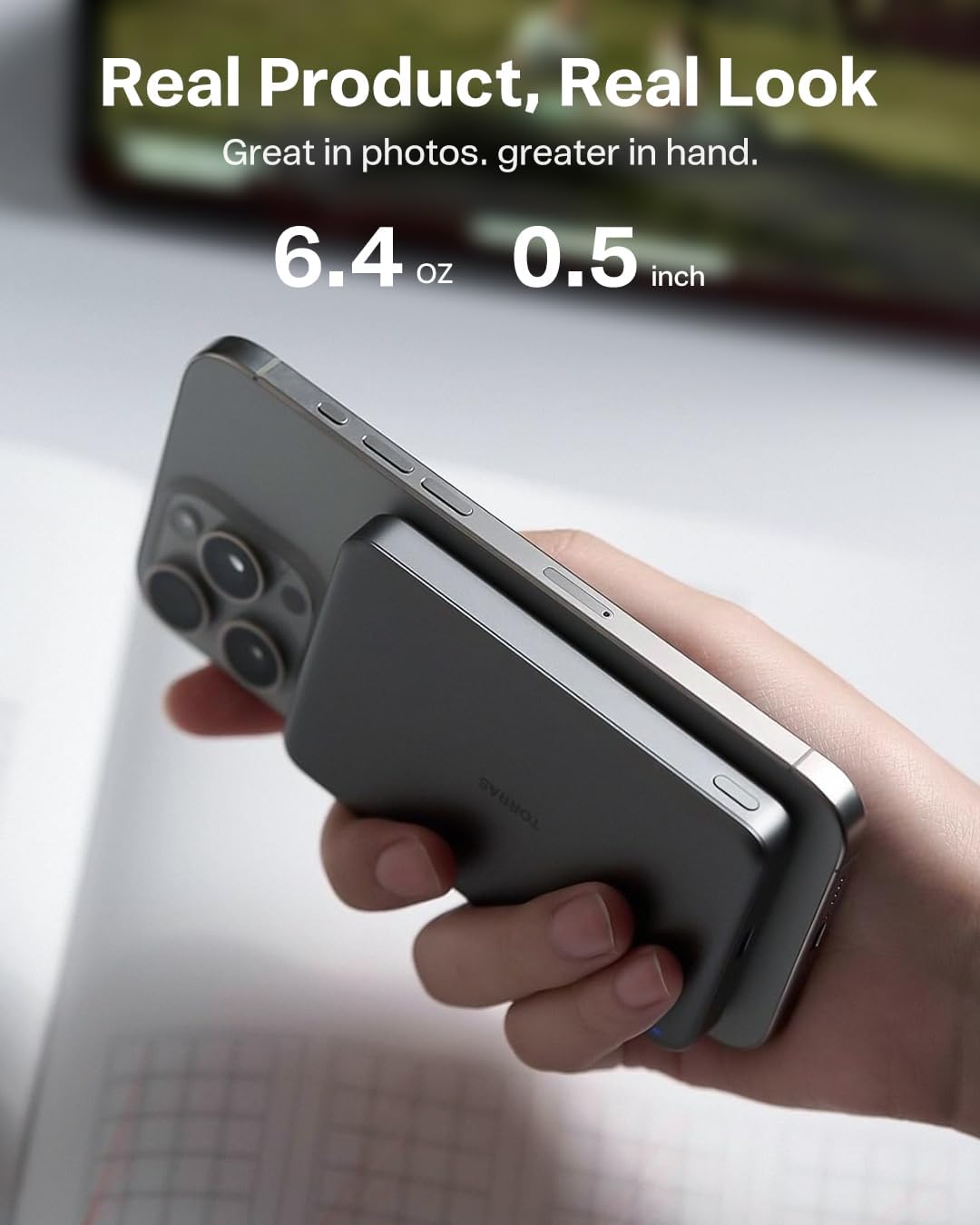 TORRAS MiniMag Power Bank, cargador portátil inalámbrico magnético...