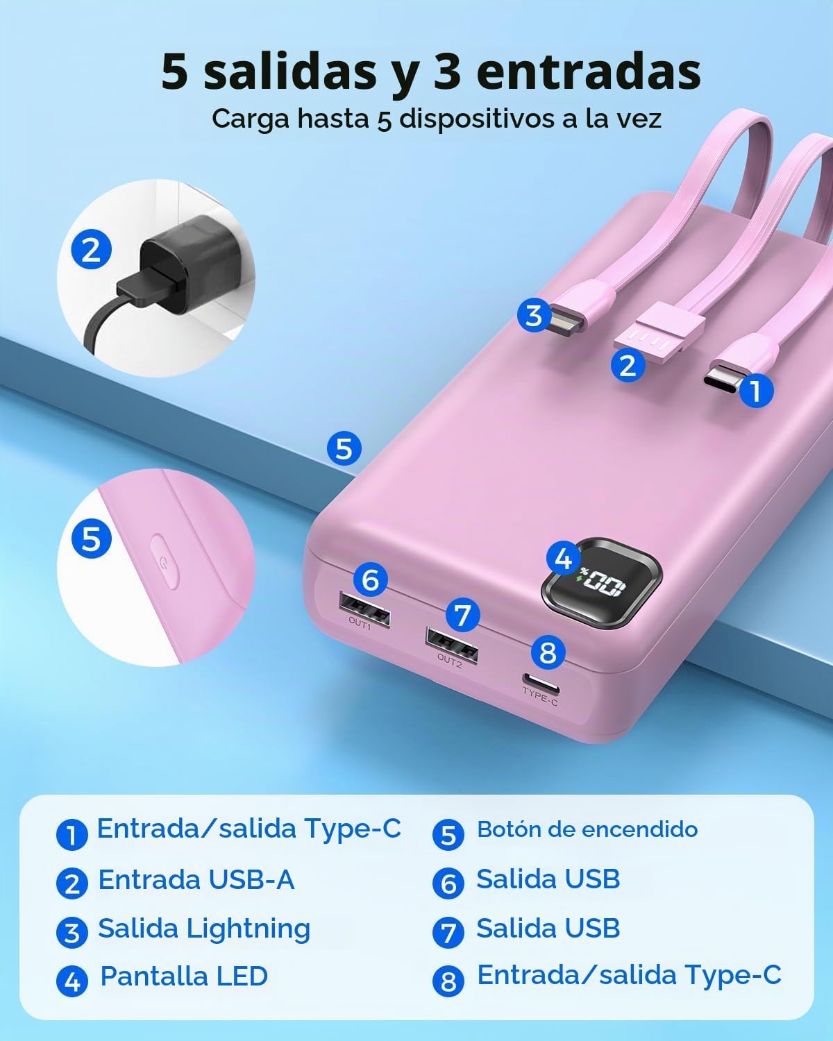 50000mAh 22.5W cargador portátil de carga rápida del banco del pode...