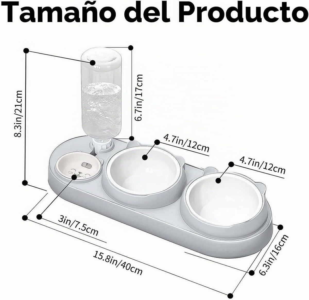 Marchul Cuenco 3 en 1 para gatos, juego de cuencos de cerámica para...