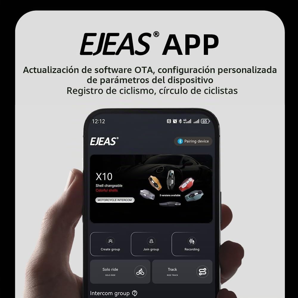 EJEAS X10 - Auriculares de intercomunicación para casco de malla Bl...