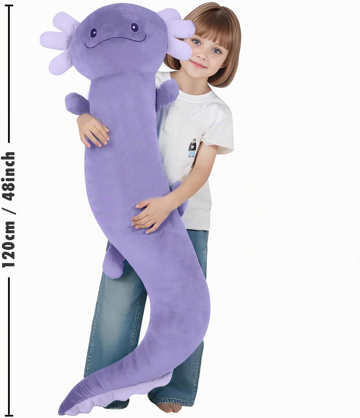 Tianmihou Peluche de ajolote gigante de 48 pulgadas, lindo juguete...