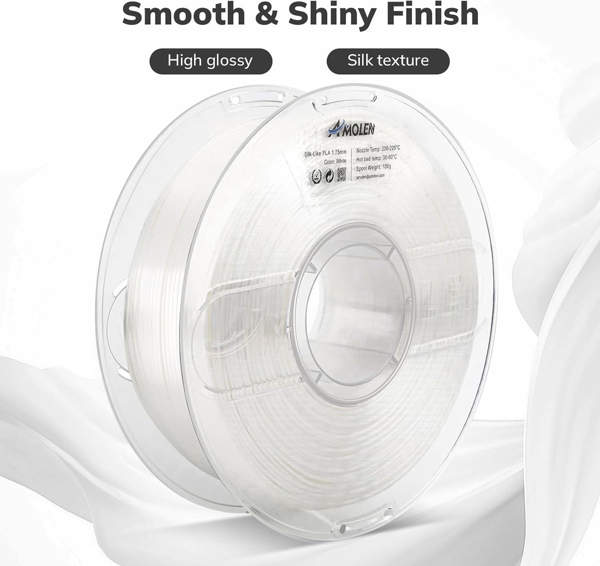 AMOLEN - Filamento de seda PLA para impresora 3D de 1.75mm, filamen...