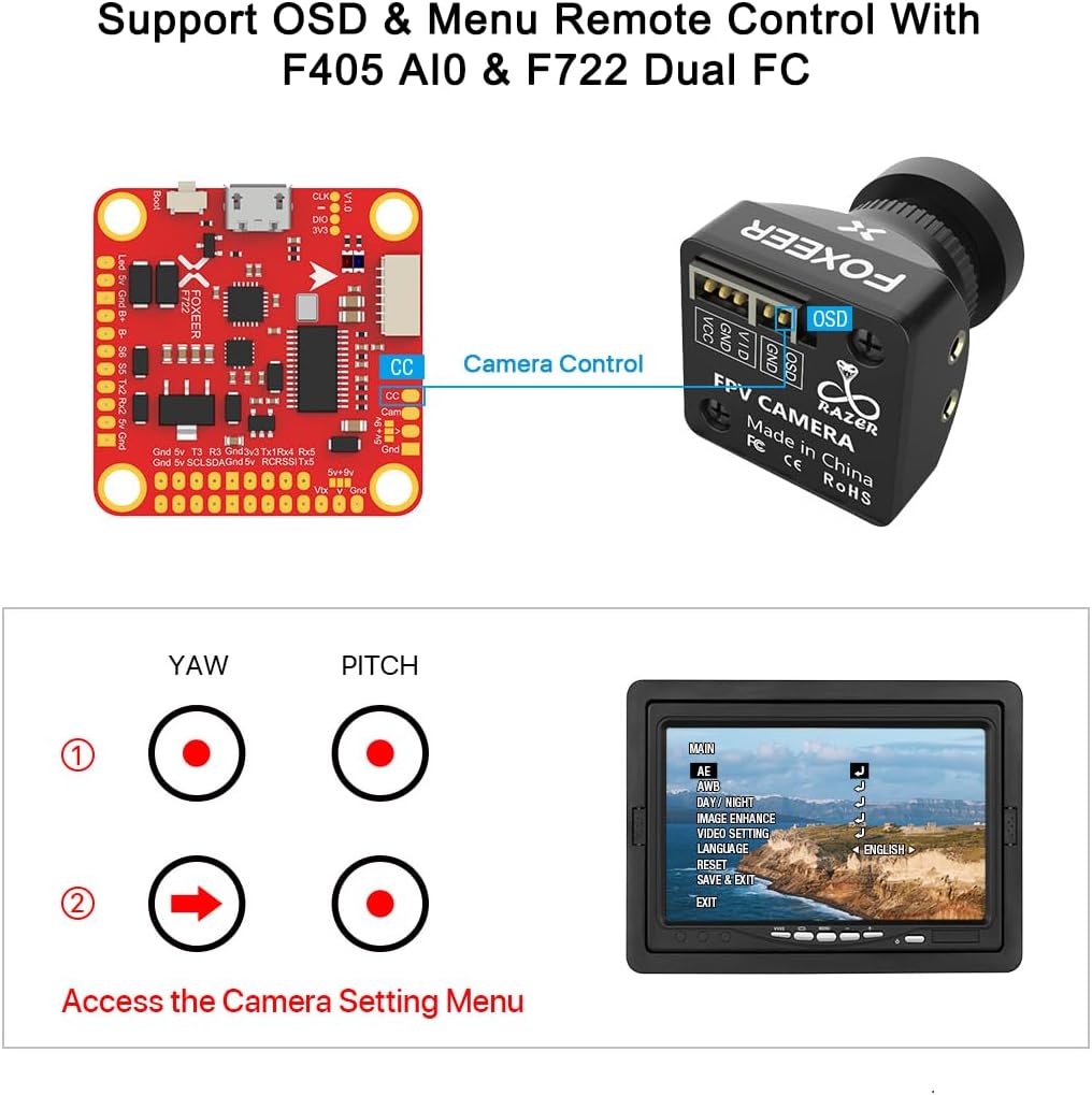 FOXEER Cámara FPV Razer Mini 1200TVL 1\/3" Sensor CMOS Lente de...