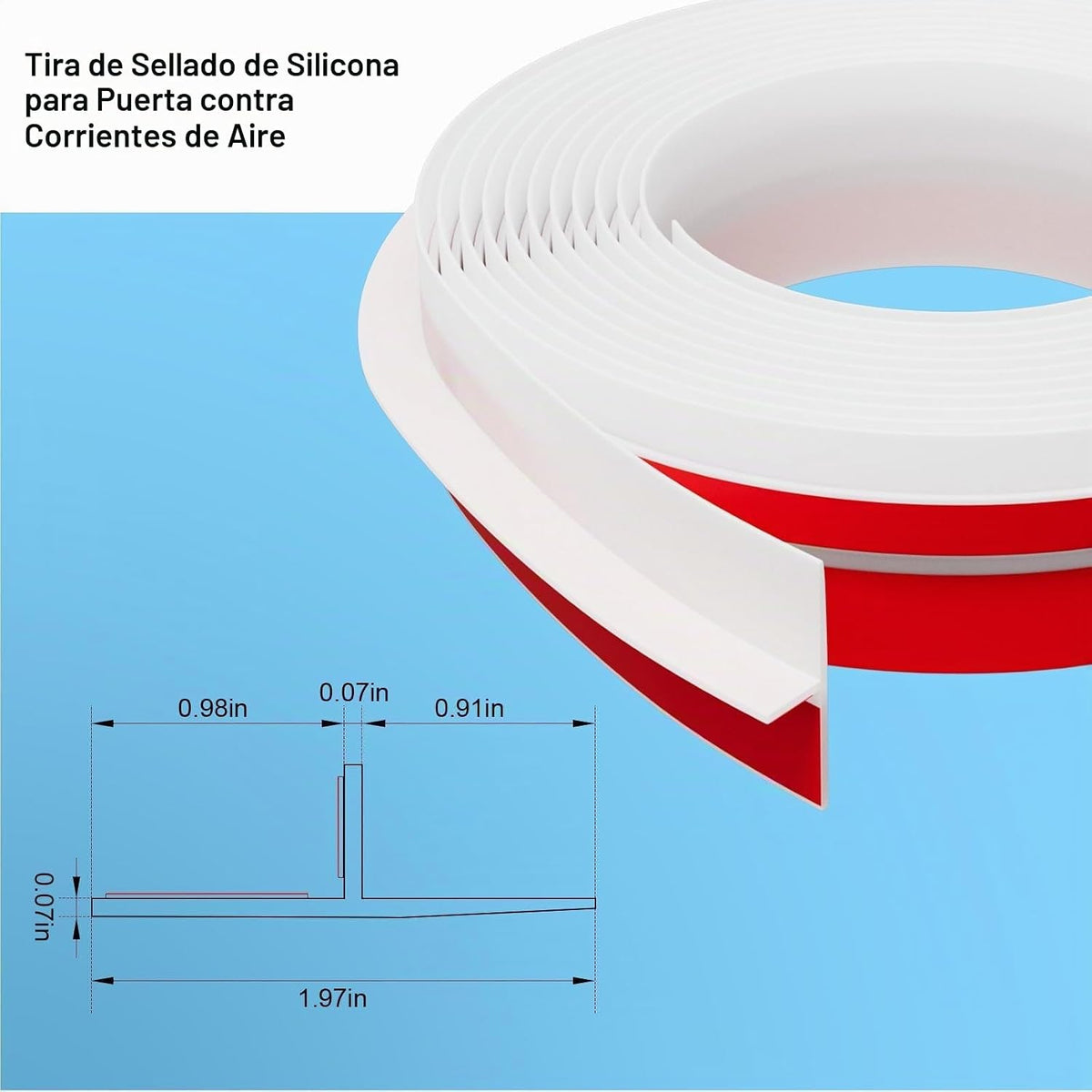 Elvone Sello de burlete en forma de T, silicona blanca, 1.97 pulgad...