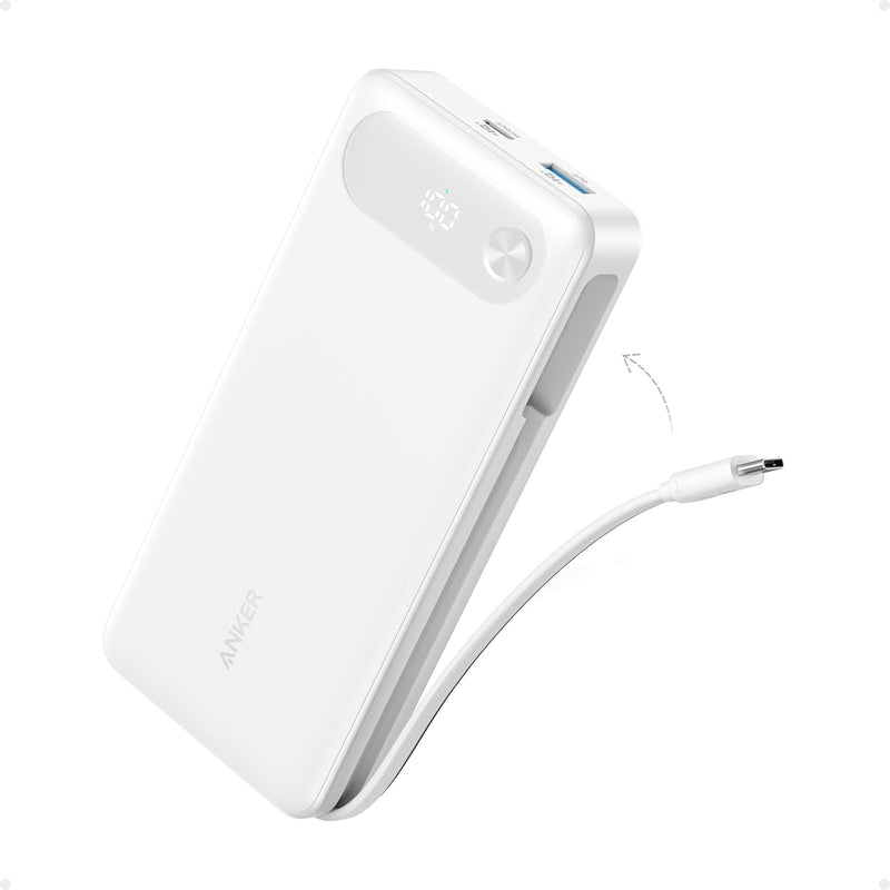Anker Power Bank, 20.000mAh Travel Essential, cable USB-C integrado...