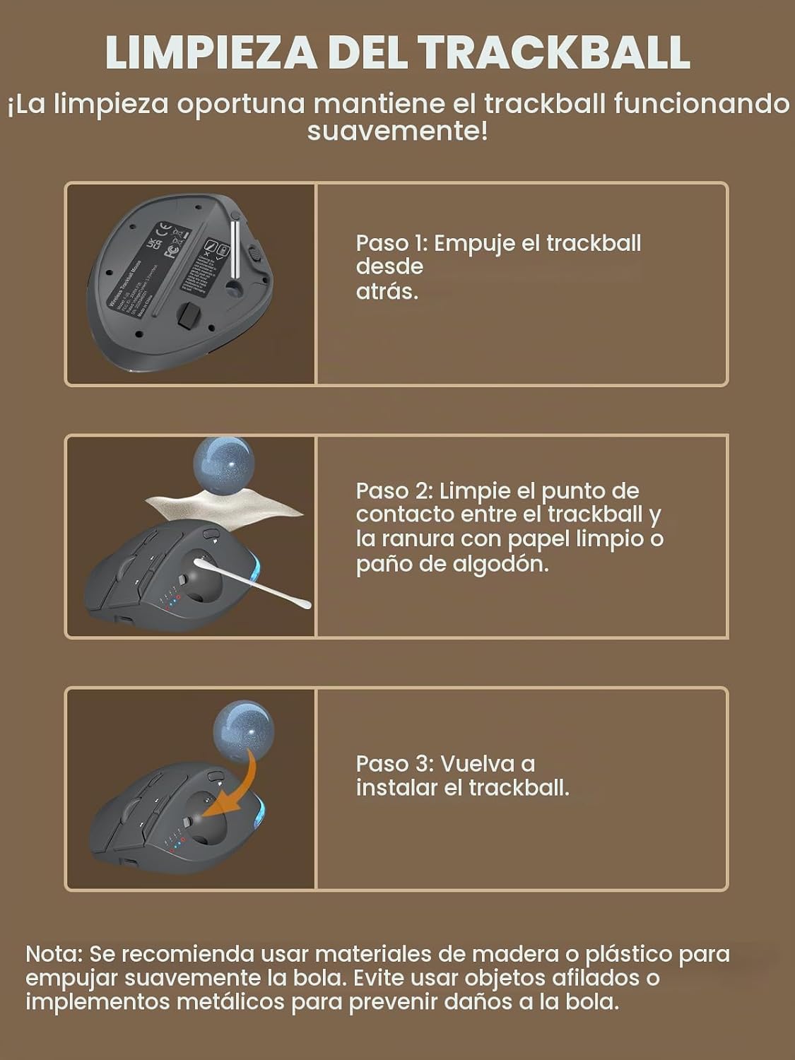 Ratón de Trackball inalámbrico, ángulo ajustable recargable, mouse...