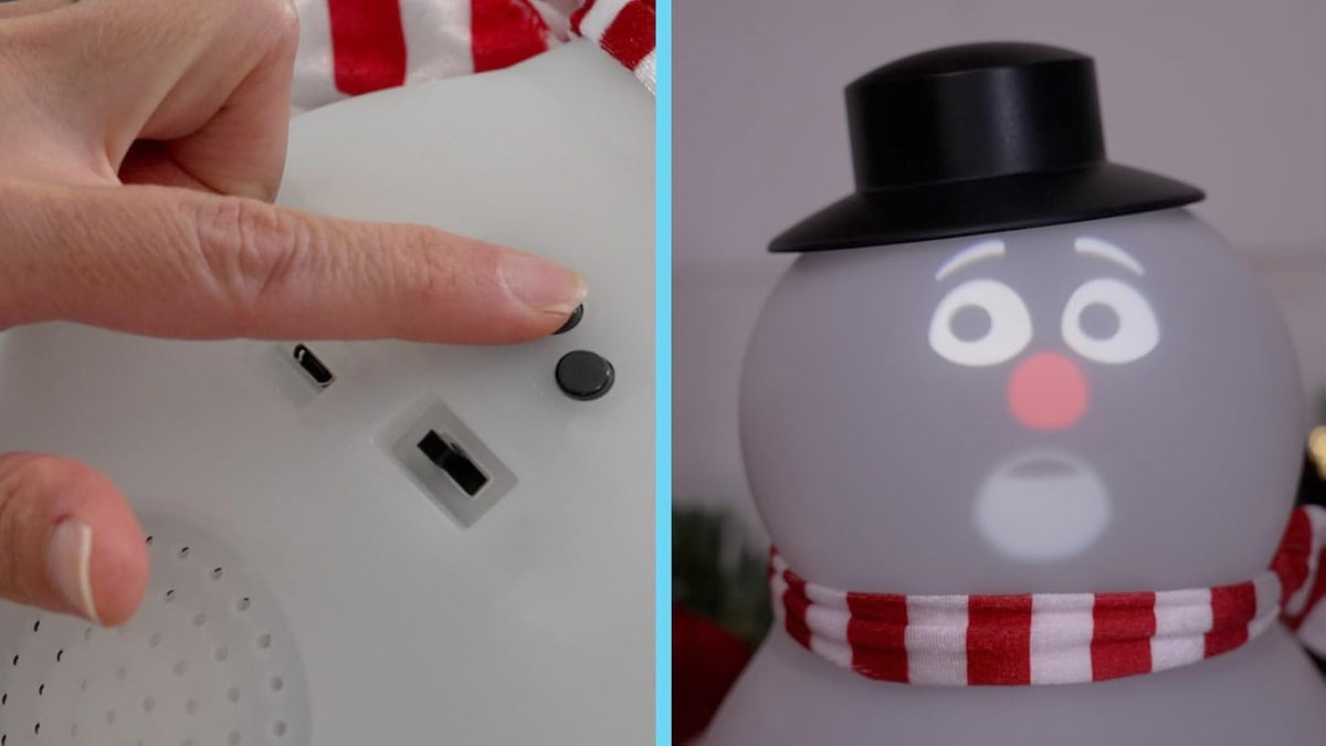 FrostByte Muñeco de nieve animado parlante con proyector y altavoz...