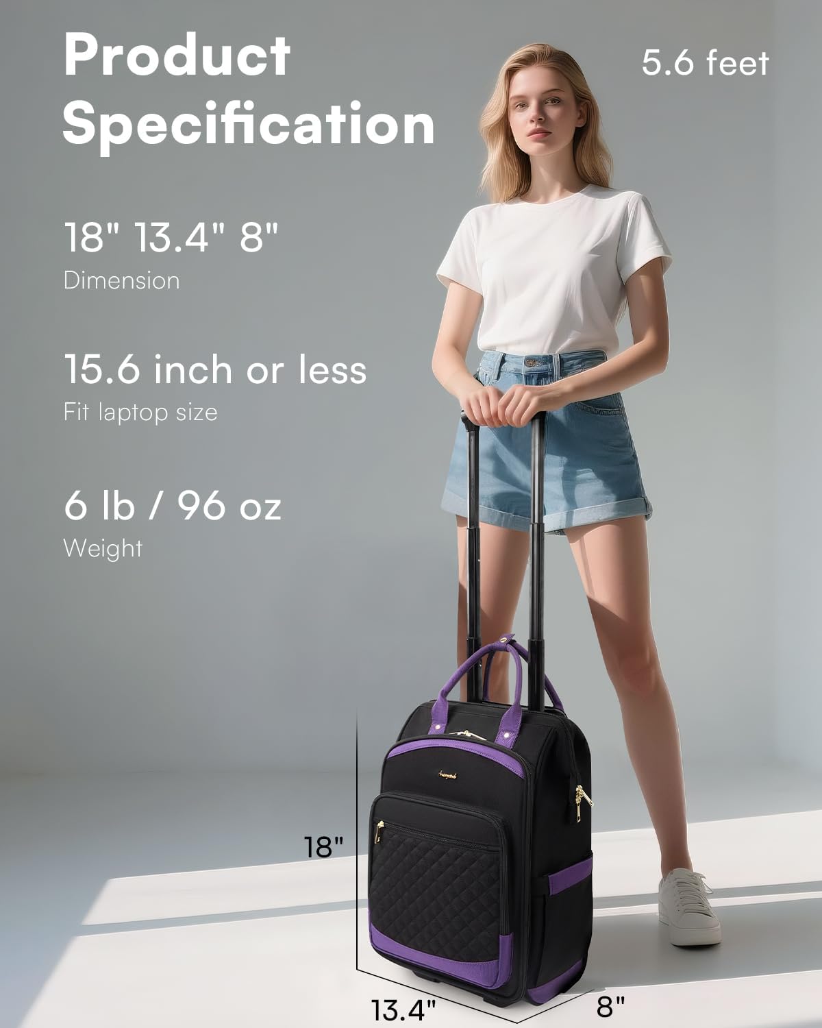 Arcoyard Mochila con ruedas para mujer, mochila de viaje de 16 pulg...