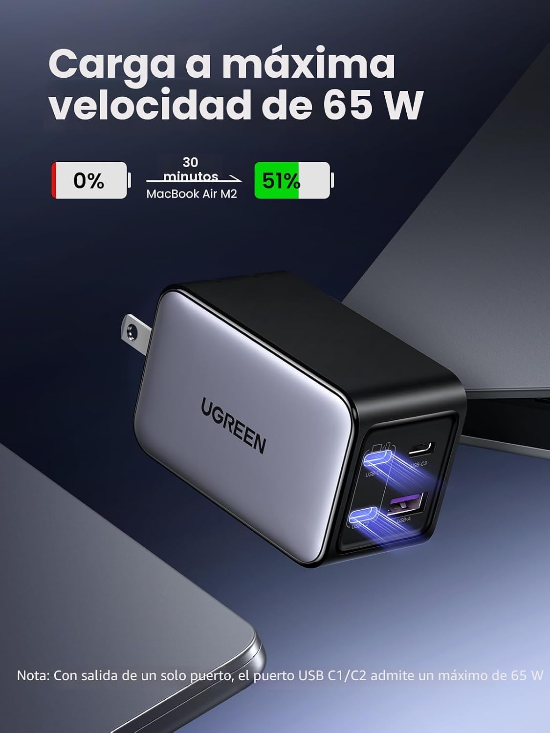 UGREEN Nexode Power Bank - Paquete de 20000 mAh con bloque de carga...