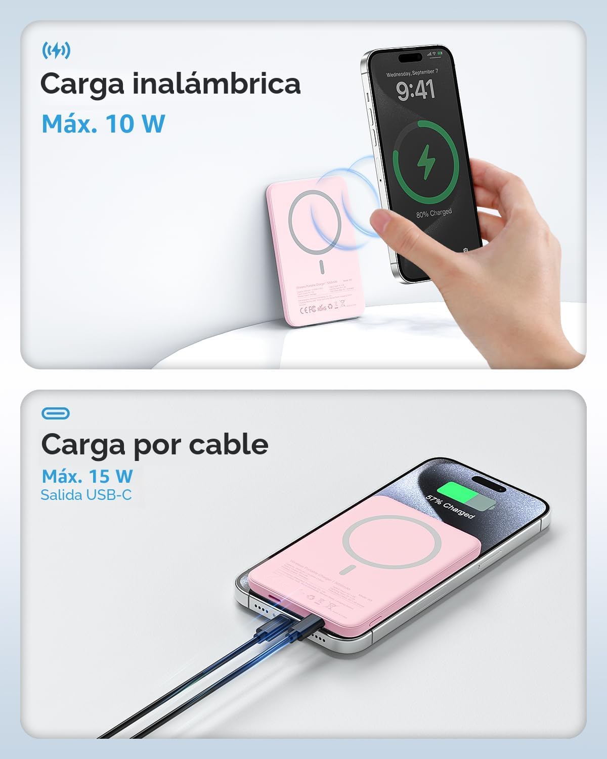 para cargador portátil Magsafe, 5000mAh para banco de energía Magsa...