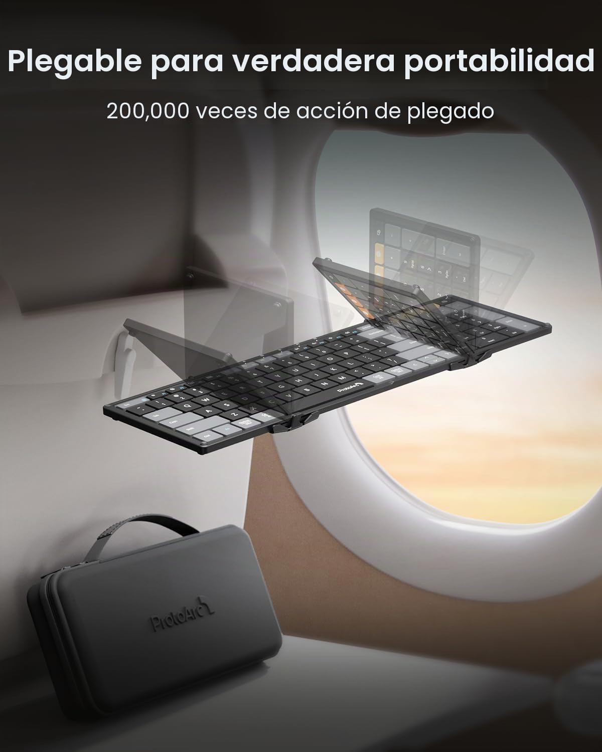 ProtoArc Combo de Teclado y Mouse Plegable, XKM01 CaseUp Teclado y...