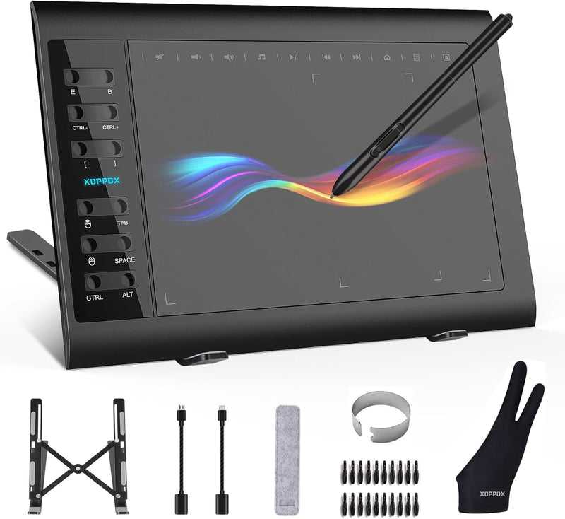 XOPPOX Tableta de dibujo gráfico, área activa grande de 10 x 6 pulg...