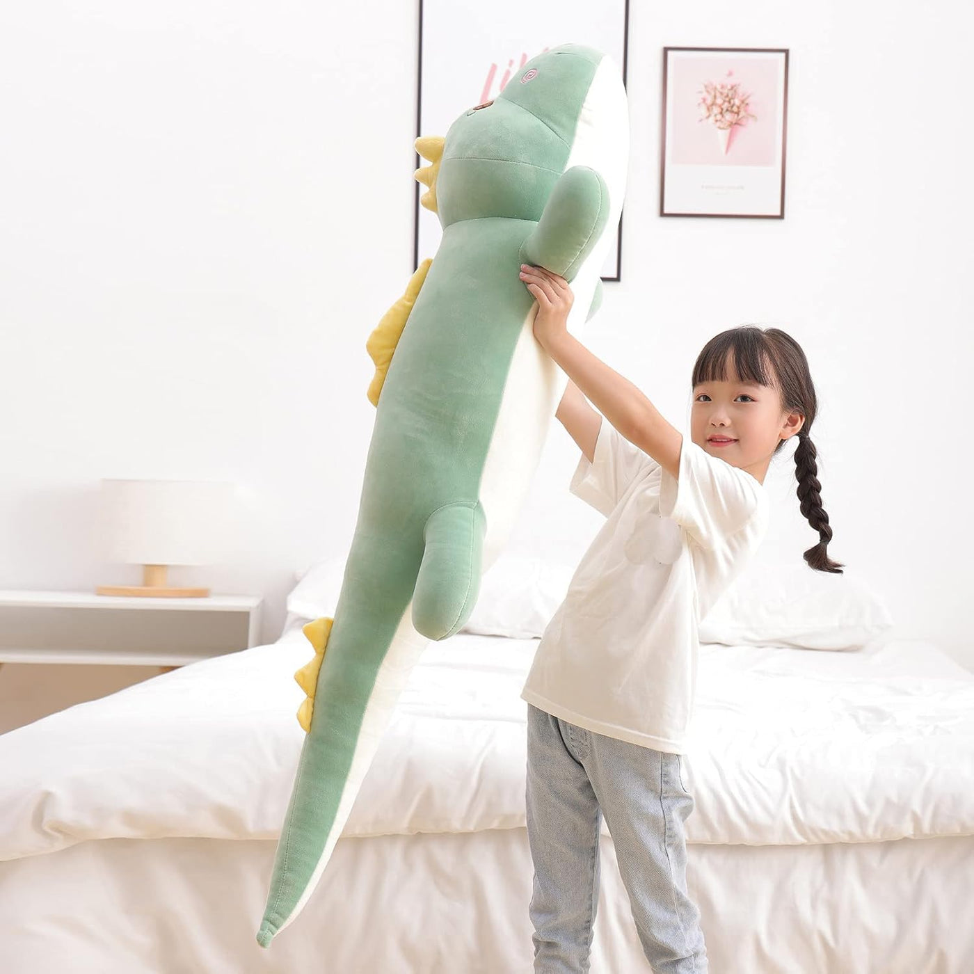 Tianmihou Almohada de felpa de dinosaurio gigante de 52 pulgadas, a...