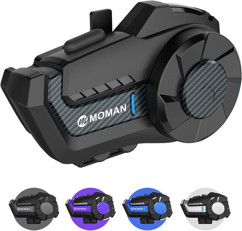 Intercomunicador para motocicleta, Moman H2 Pro【1 paquete Carbon】 S...