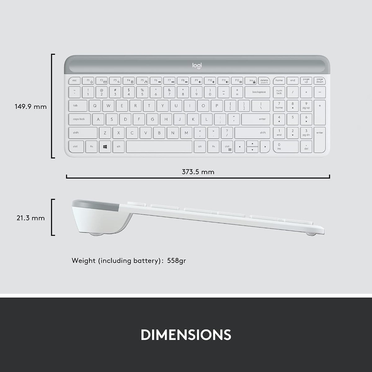 Logitech MK470 Slim Wireless Combo Teclado Compacto y Ratón - Blanc...