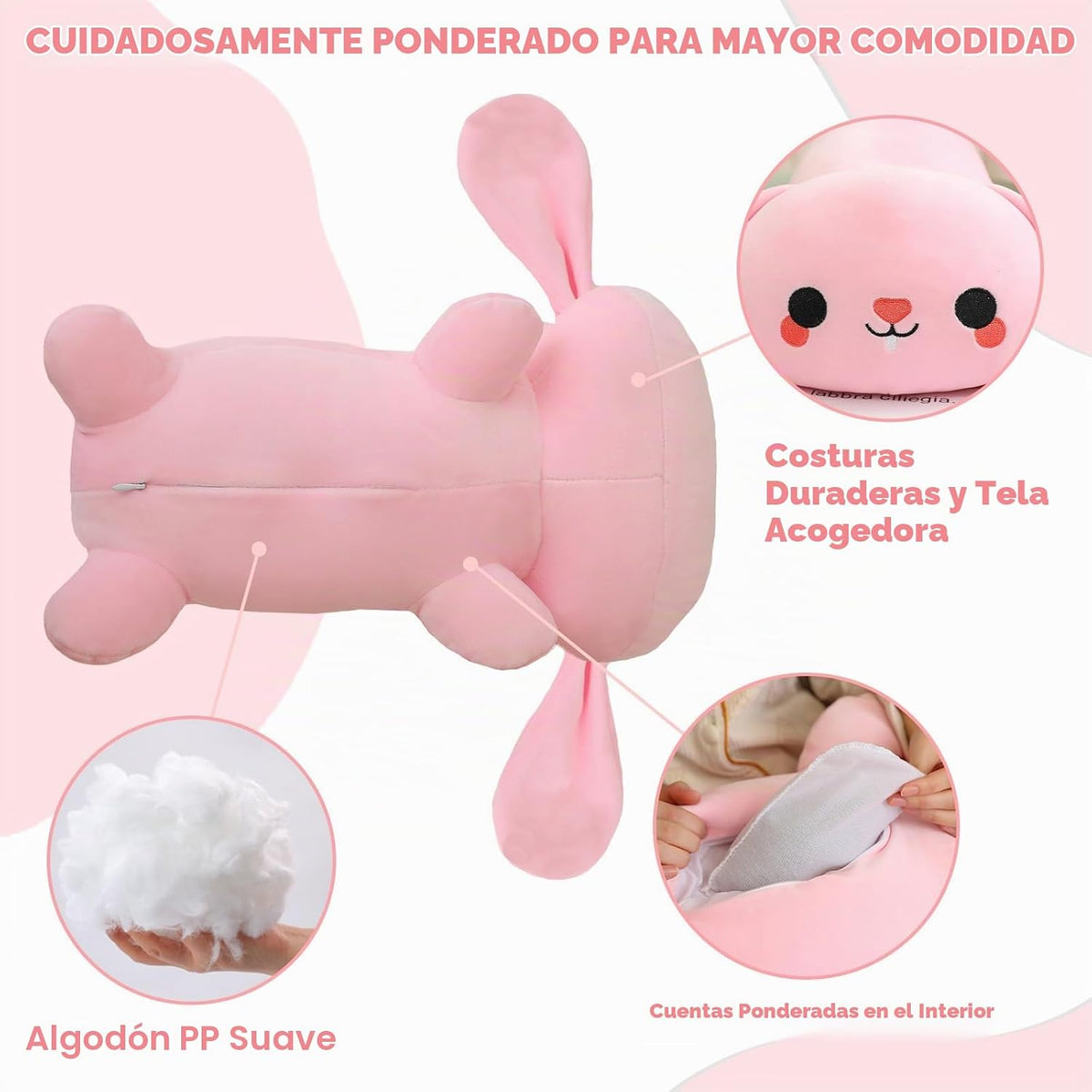 TOYSYM Animales de Peluche con Peso, Conejo de Peluche de 3.74 libr...