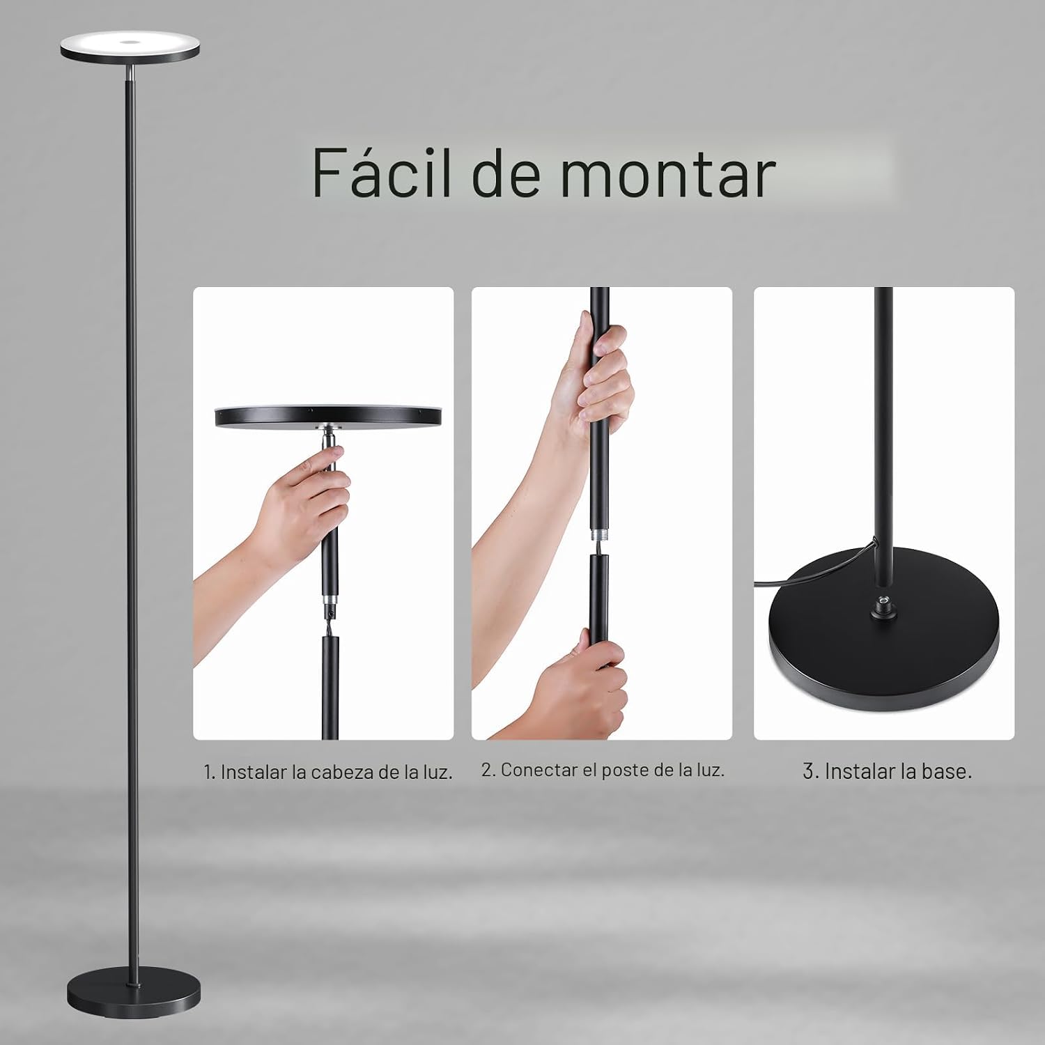 SUNMORY Lámparas de pie para sala de estar, lámpara de pie LED súpe...