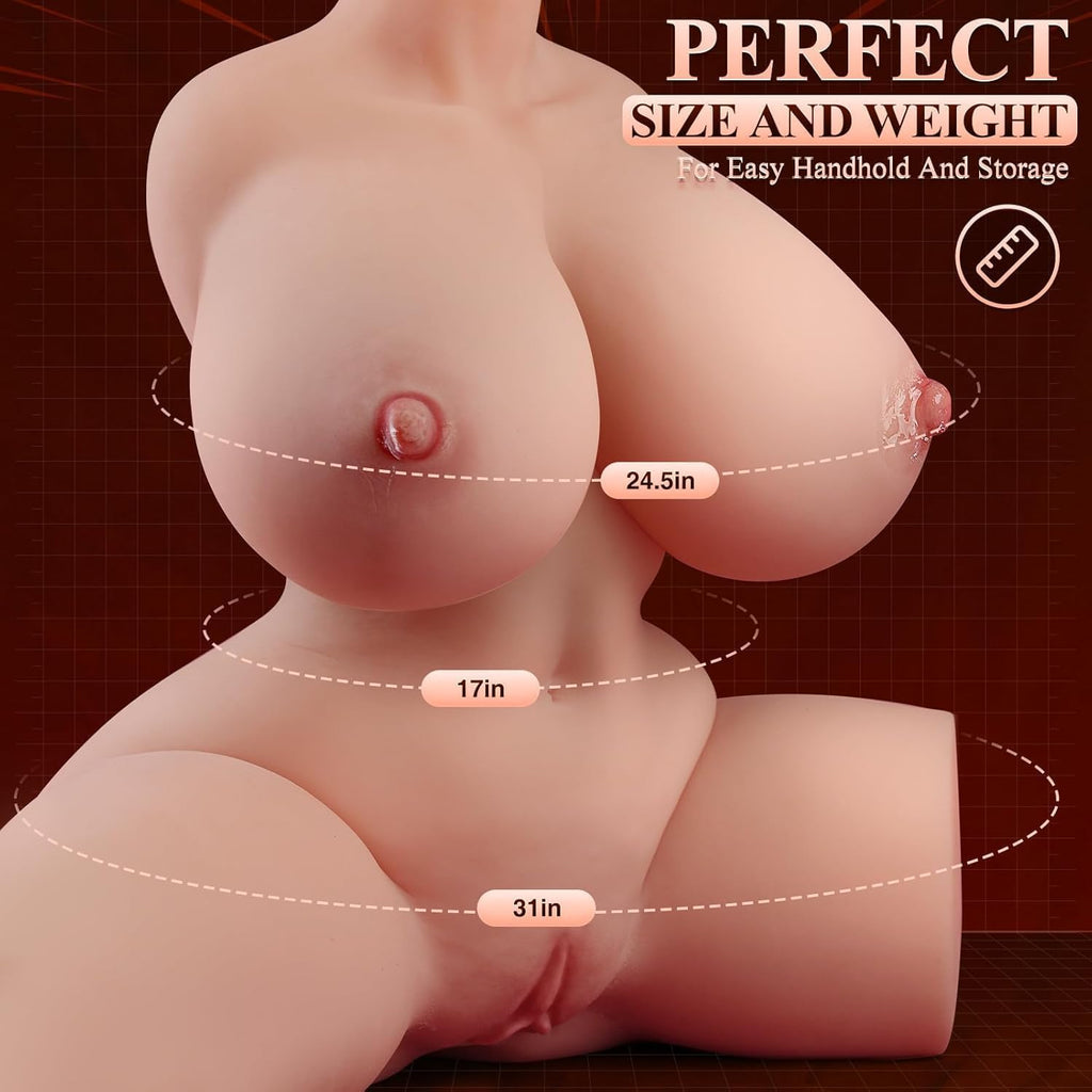 BIG SHOCKED Muñeca sexual vibratoria de succión Torso Tamaño real P...