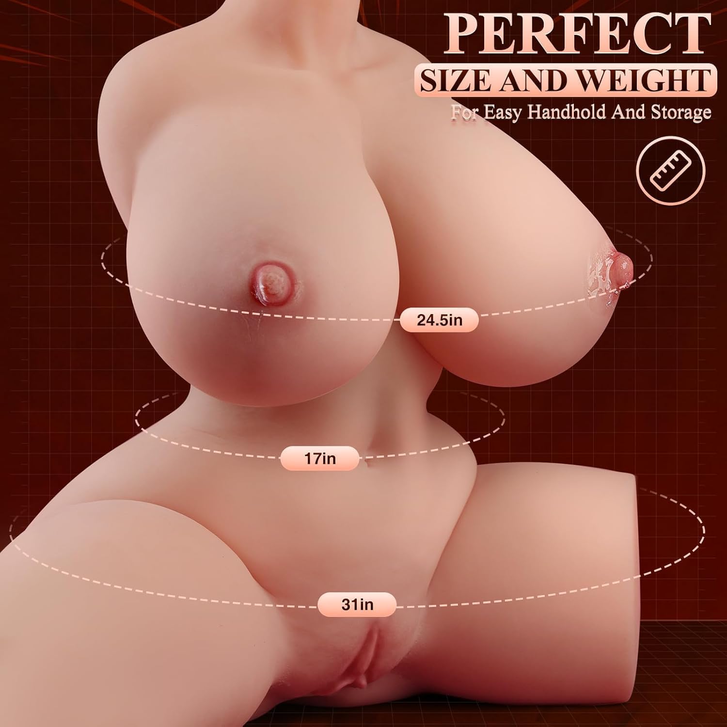 BIG SHOCKED Muñeca sexual vibratoria de succión Torso Tamaño real P...