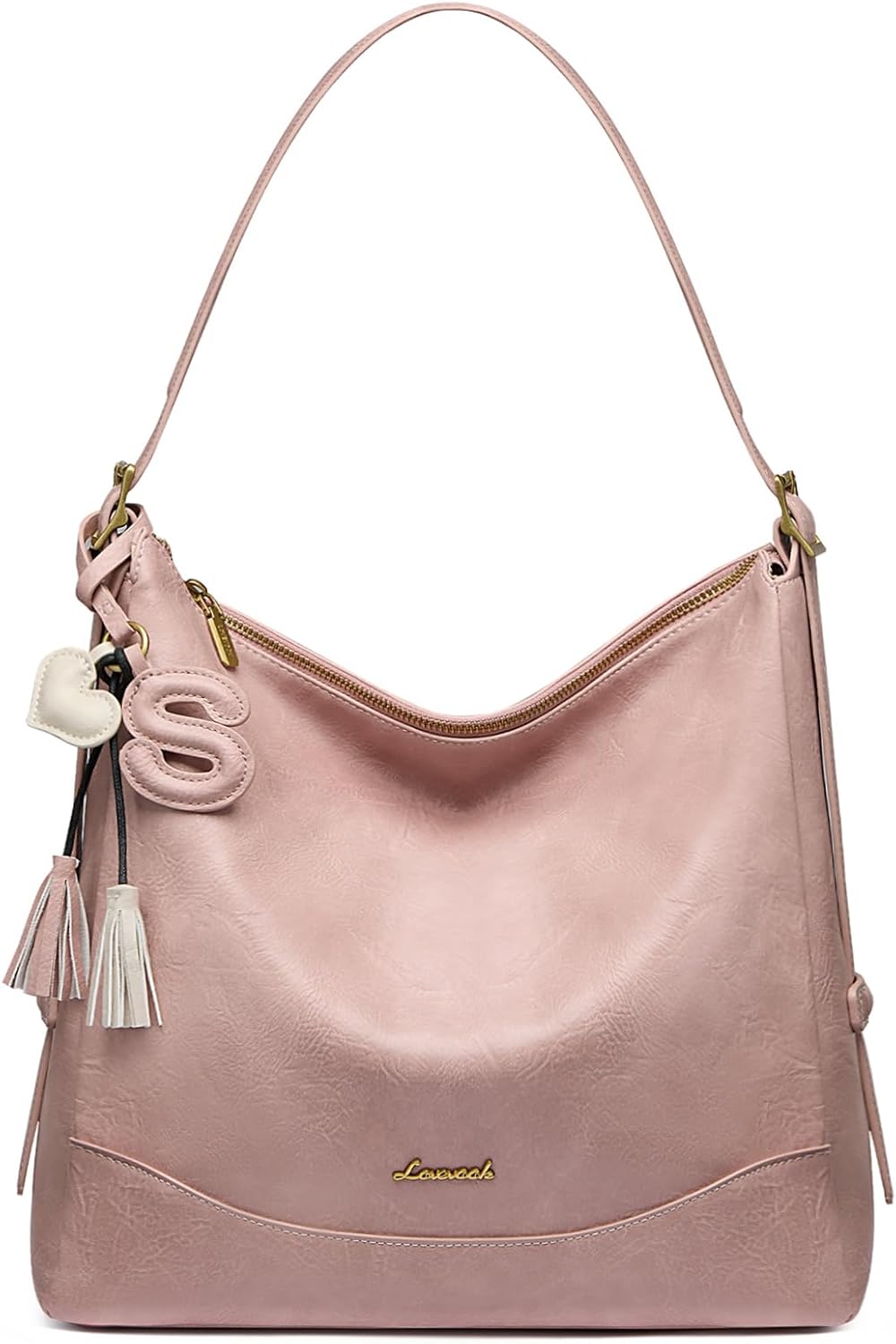 LOVEVOOK Bolsos hobo para mujer con dije inicial, bolso cruzado sua...