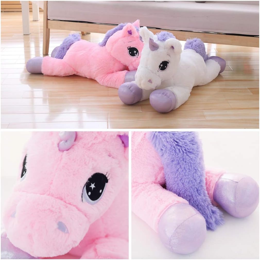 sofipal Juguetes de peluche de unicornio gigante, cojín grande de f...
