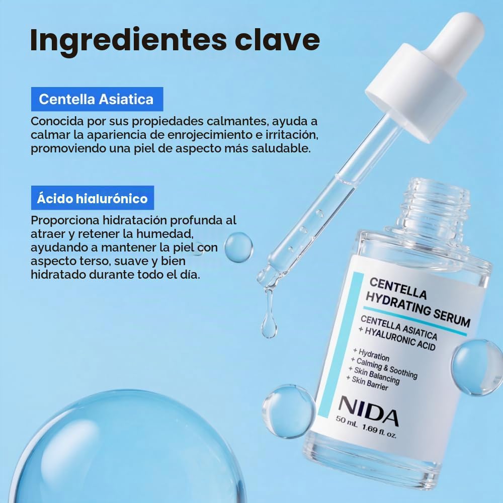 NIDA Centella - Suero hidratante | Centella Asiatica, ácido hialuró...