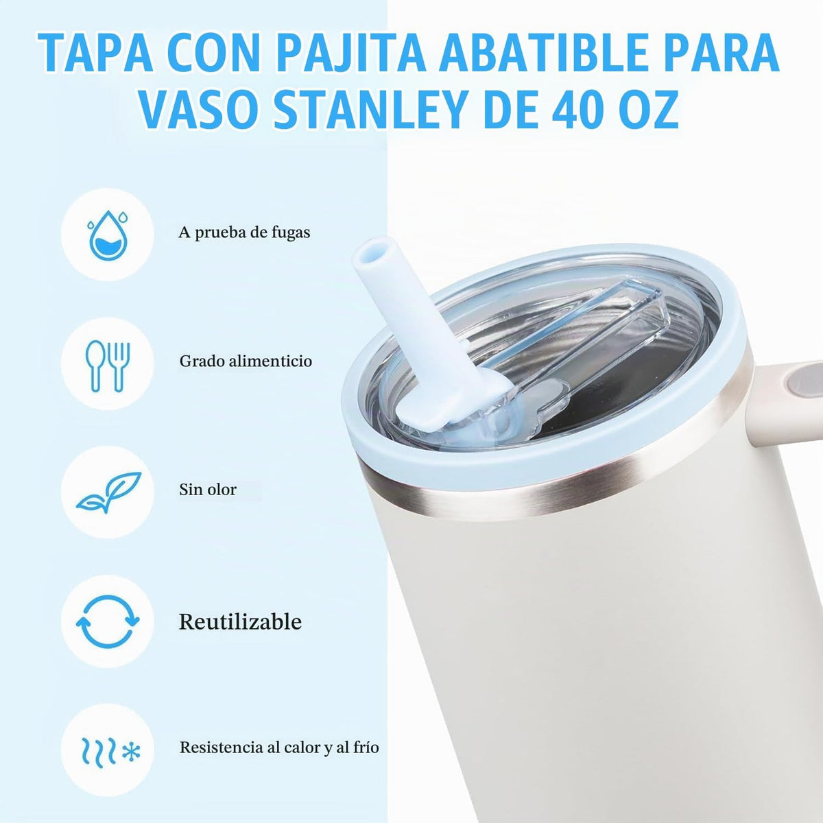 Stanley Tapa de repuesto de 40 onzas, tapa abatible con popote a pr...