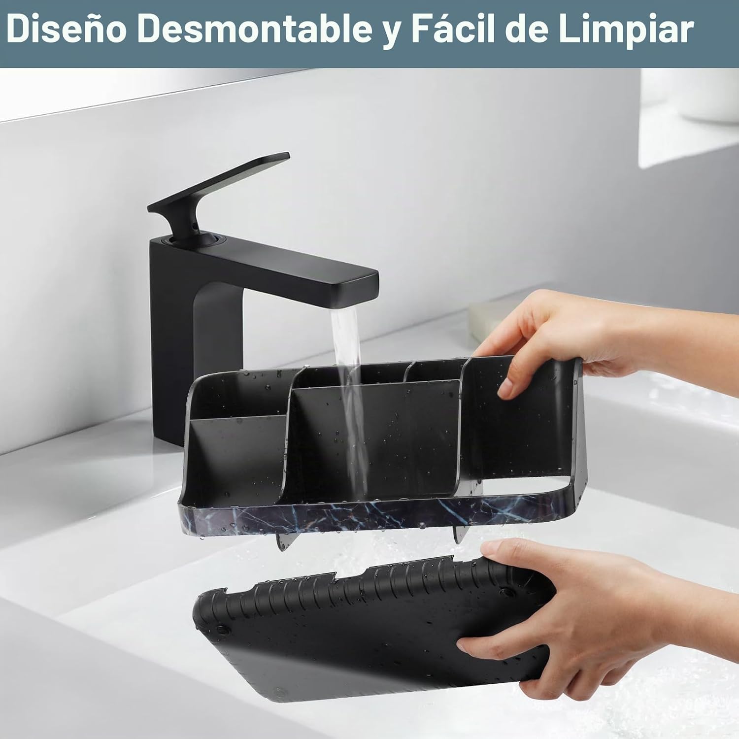GFWARE Soporte de cepillo de dientes negro de mármol para baños | S...
