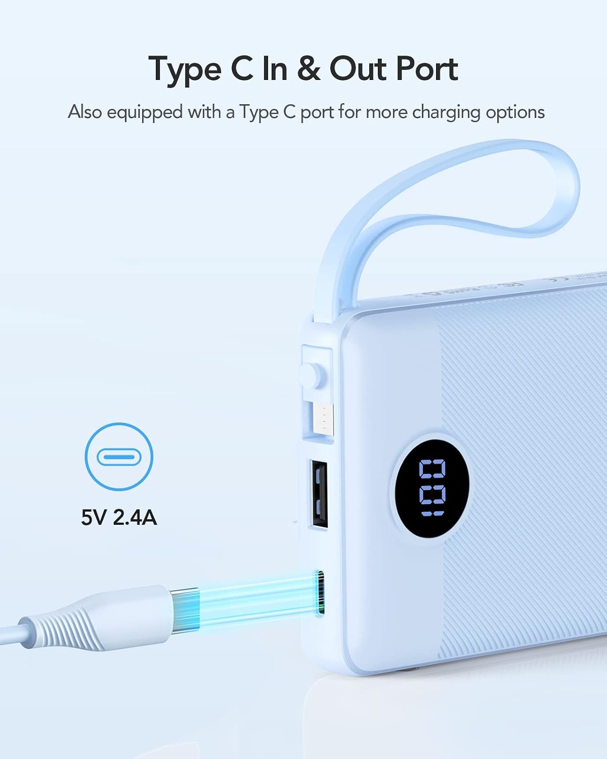 Cargador de teléfono portátil VRURC, construido en 4 cables USB C P...