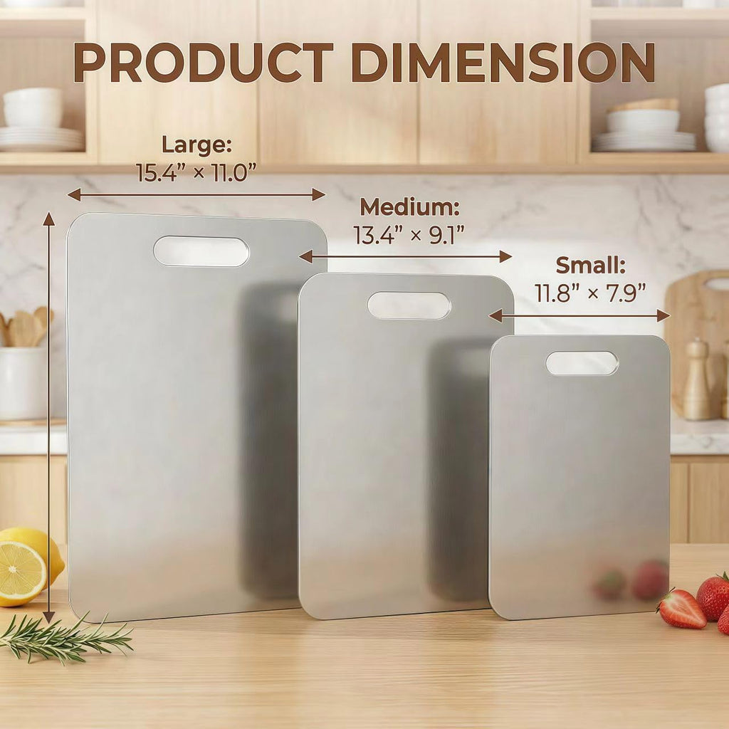 3 tablas de cortar de acero inoxidable para cocina, juego de tablas...