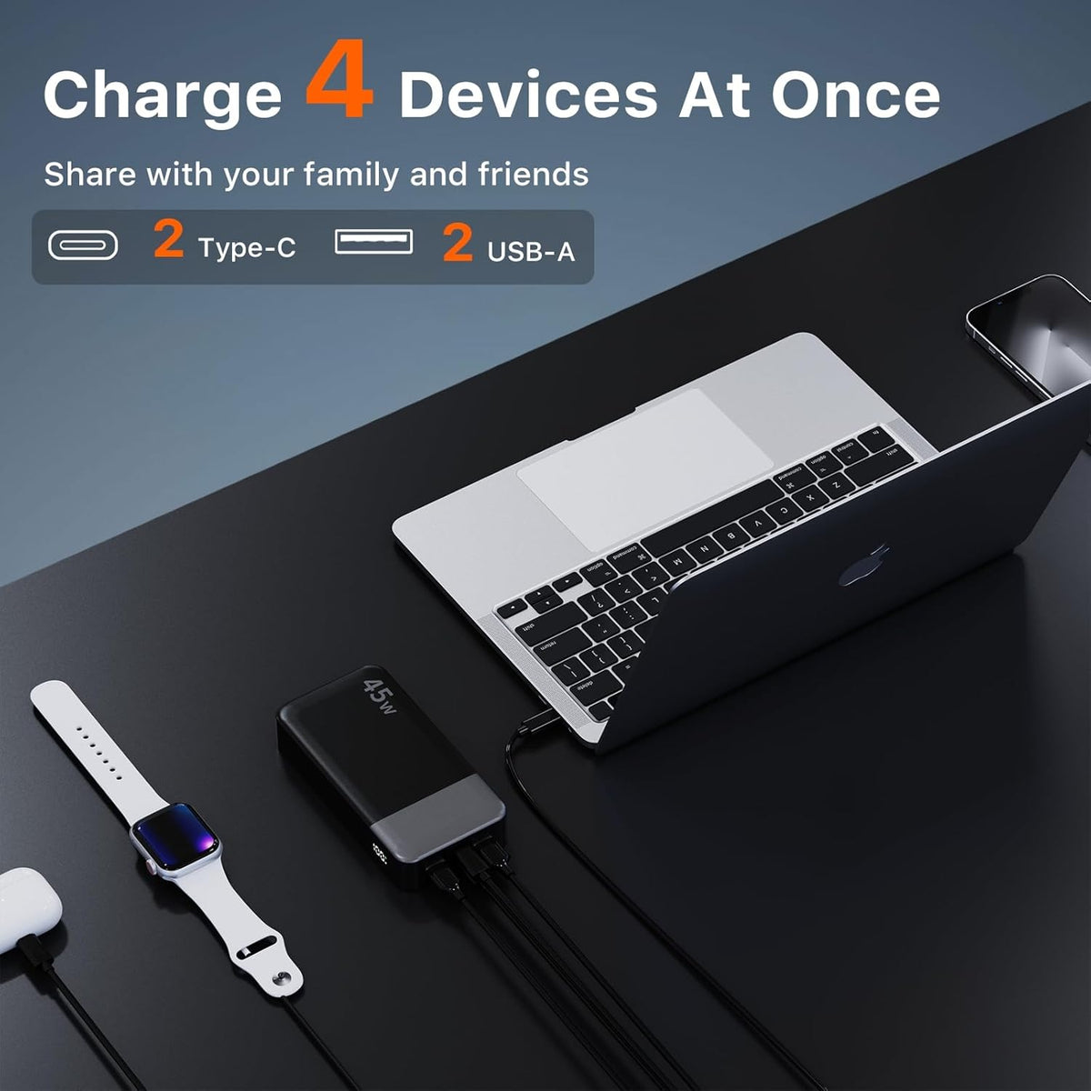 Cargador portátil JUOVI Power Bank 45W 20000mAh | PD QC carga rápid...
