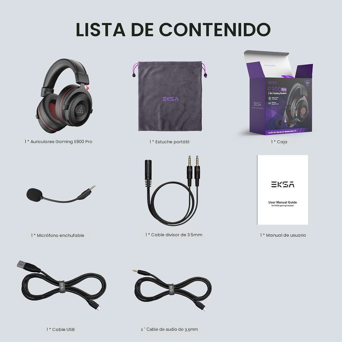 EKSA E900 Pro USB Auriculares para juegos para PC - Auriculares de...