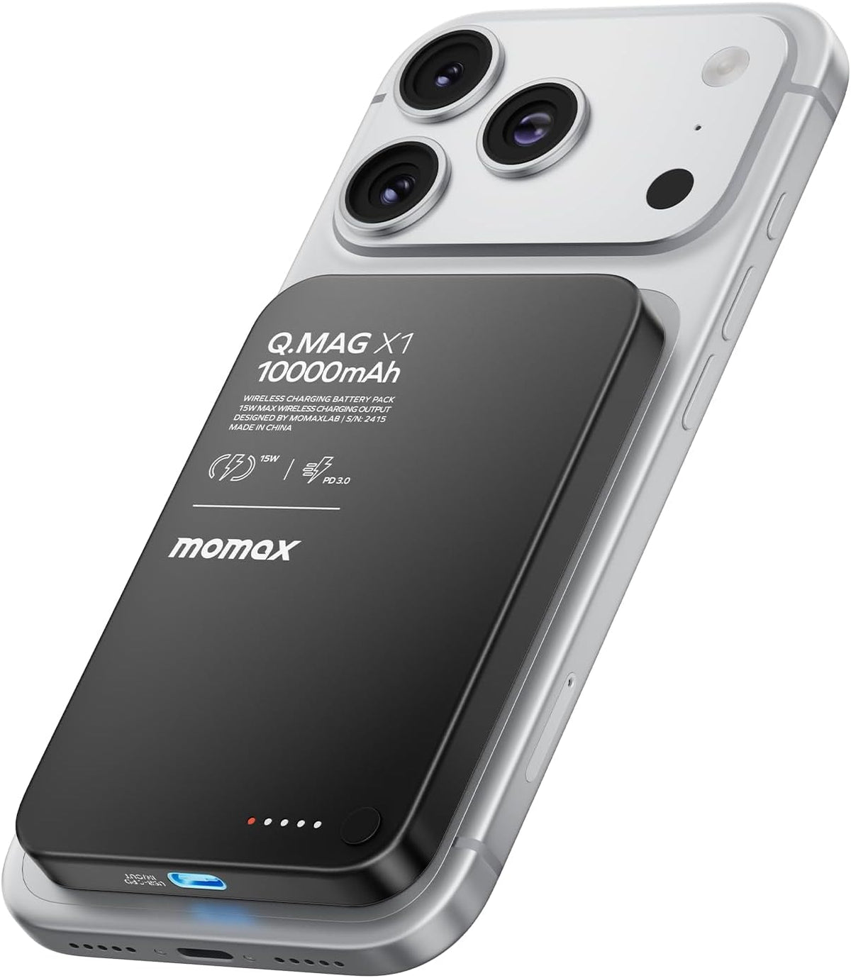MOMAX Q.MAG Cargador portátil inalámbrico de 10000 mAh, batería mag...