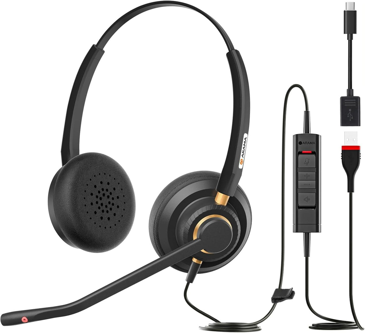 Arama - Auriculares USB con micrófono para PC, auriculares de compu...