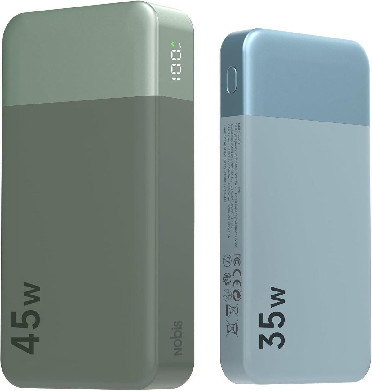 NOBIS Cargador portátil, 45W 20000mAh Power Bank y 35W 10000mAh Pow...
