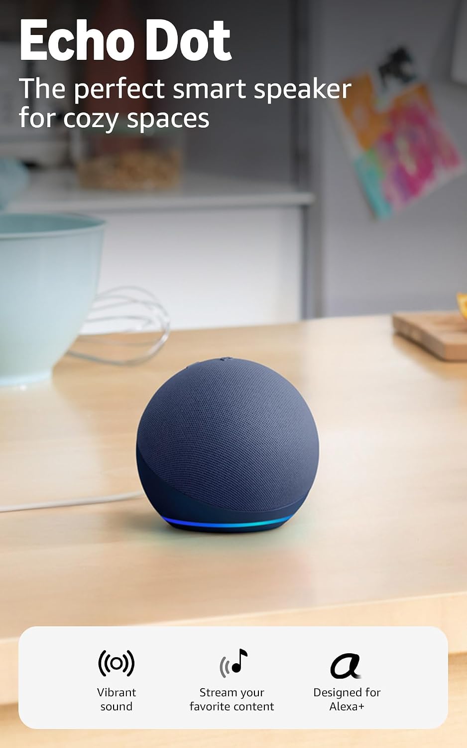 Amazon Echo Dot (modelo más nuevo): altavoz con sonido vibrante, di...