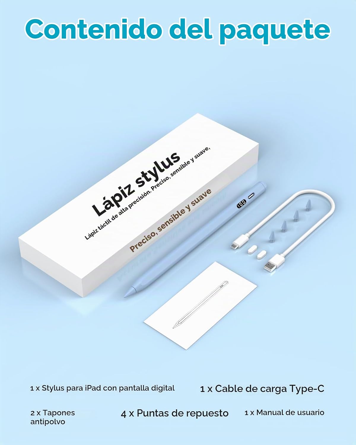 MoKo Lápiz óptico para iPad 2018-2026, lápiz de carga USB-C con pan...