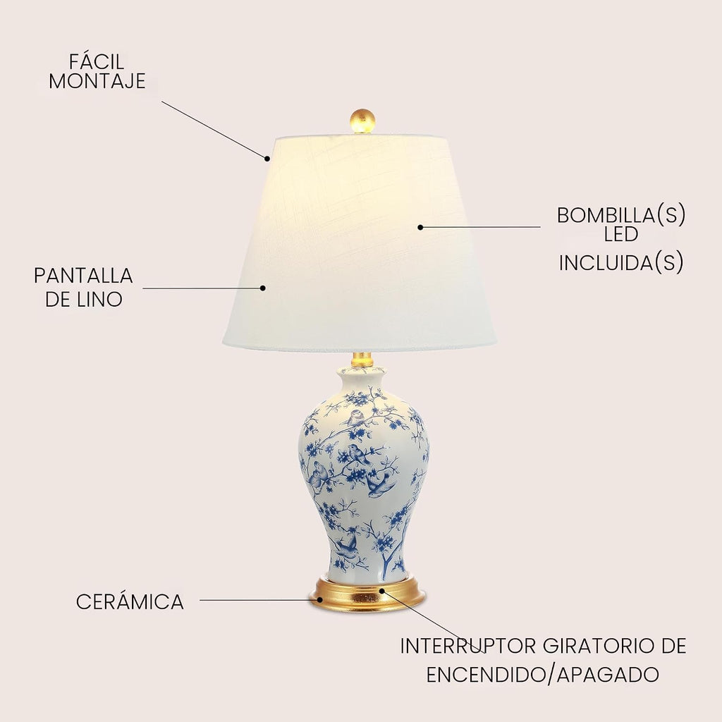 JONATHAN Y JYL3009B Grace 24" lámpara de mesa LED clásica flora...