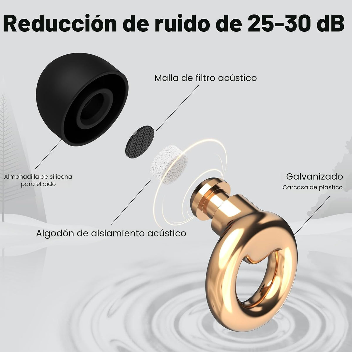 JUSTRVN Tapones para los oídos para dormir, 2 pares de elegantes ta...
