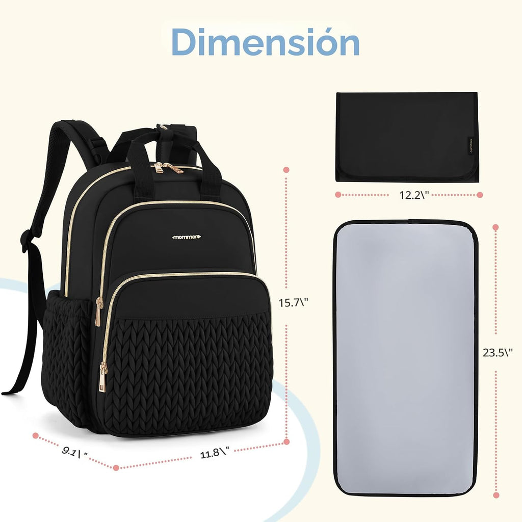 mommore Mochila para pañales, bolsa grande de viaje para artículos...