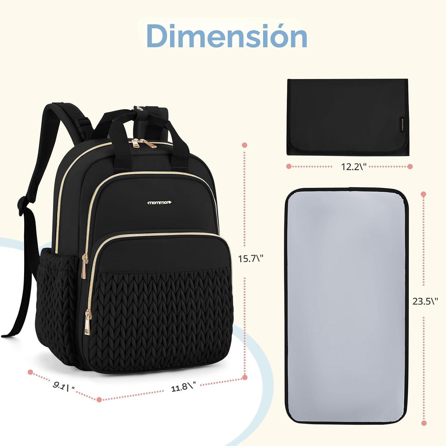 mommore Mochila para pañales, bolsa grande de viaje para artículos...