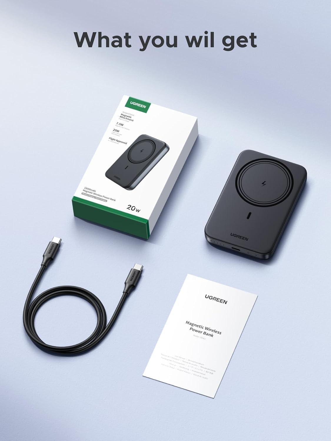UGREEN Banco magnético de energía de 10000 mAh PD 20W USB-C para iP...