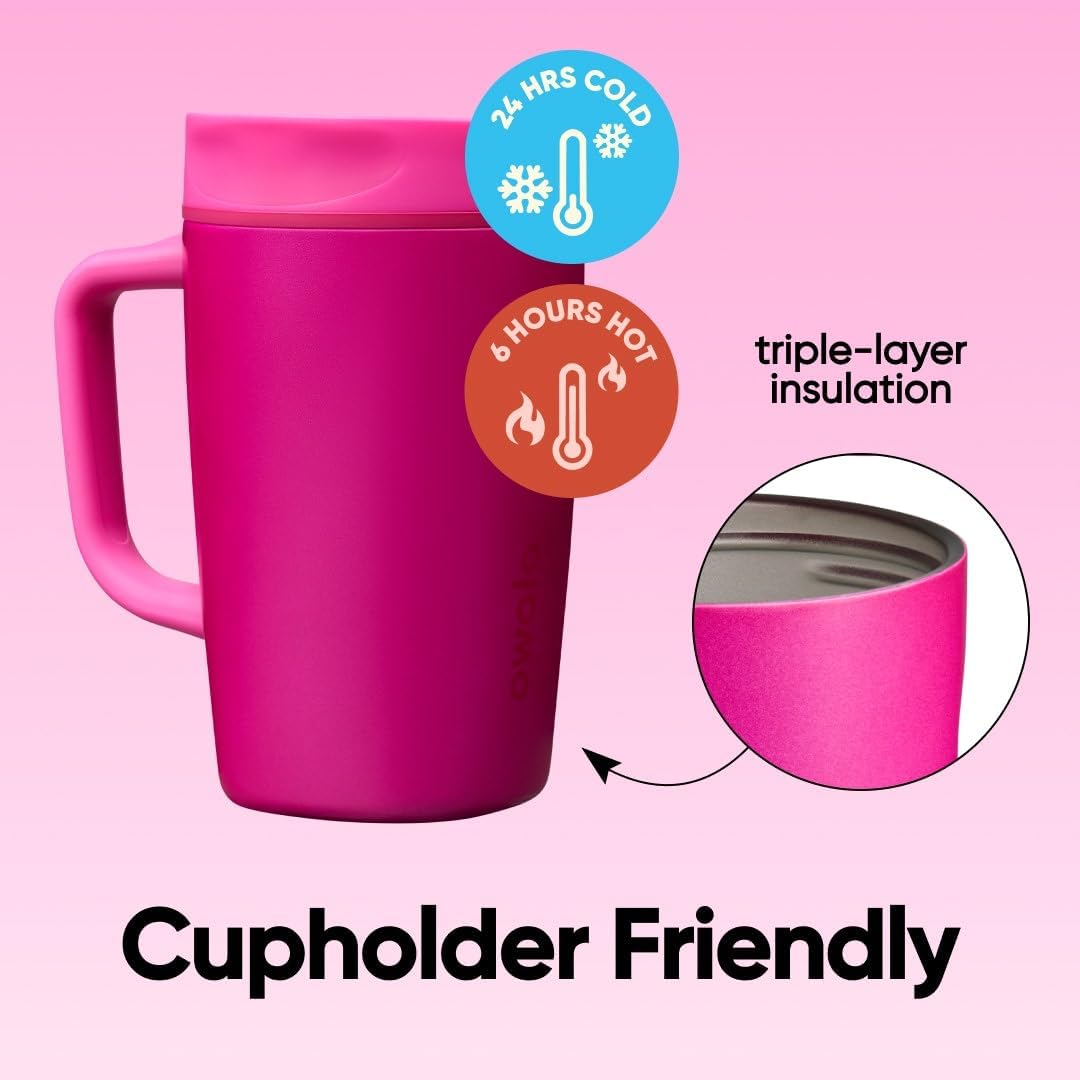 Owala SmoothSip Slider - Taza de viaje aislada de acero inoxidable...