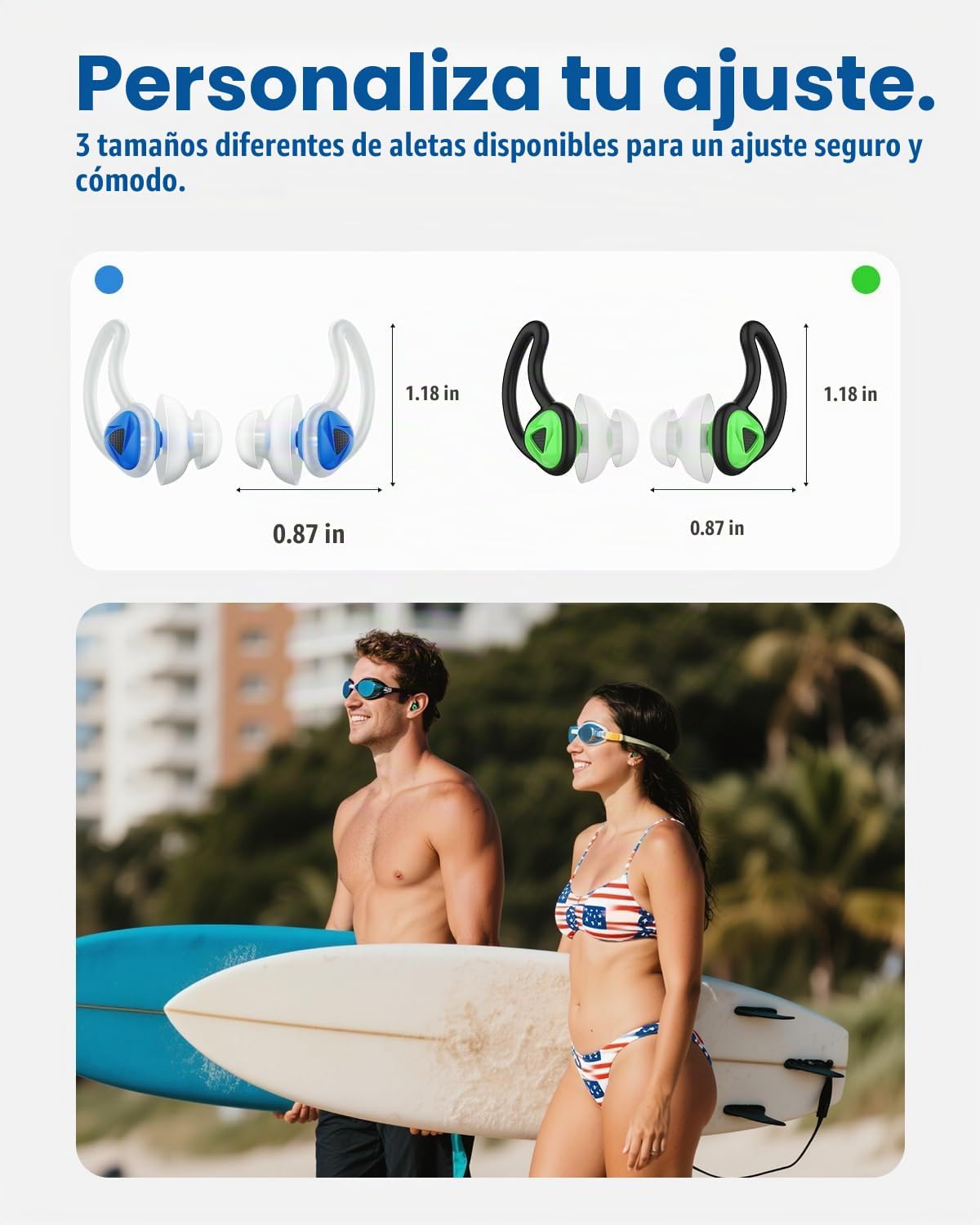 Tapones para los oídos para nadar\u20132 pares de tapones para los...