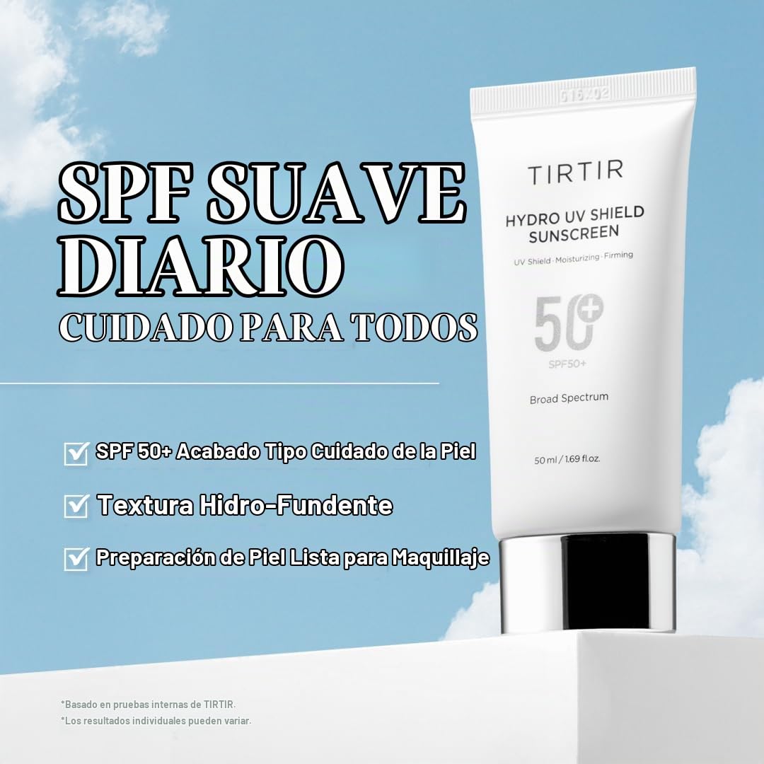 TIRTIR Hydro UV Shield Protector solar | SPF 50+ amplio espectro UV...