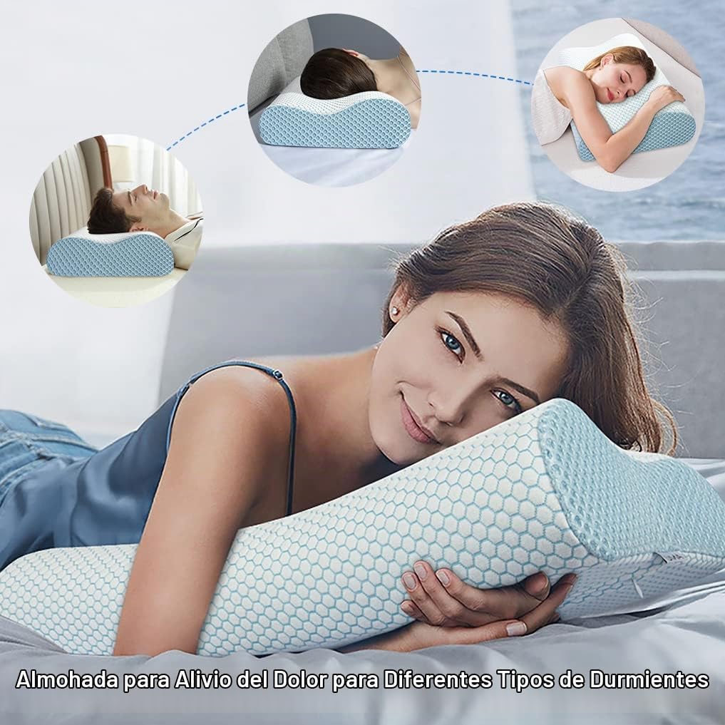 Almohada de espuma viscoelástica Anvo, almohada ortopédica cervical...