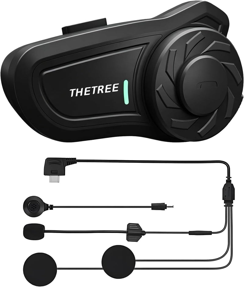 THETREE Intercomunicador Bluetooth para casco de motocicleta, comun...