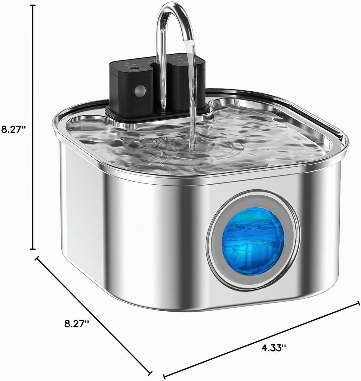 NautyPaws Fuente de agua para gatos inalámbrica, de acero inoxidabl...